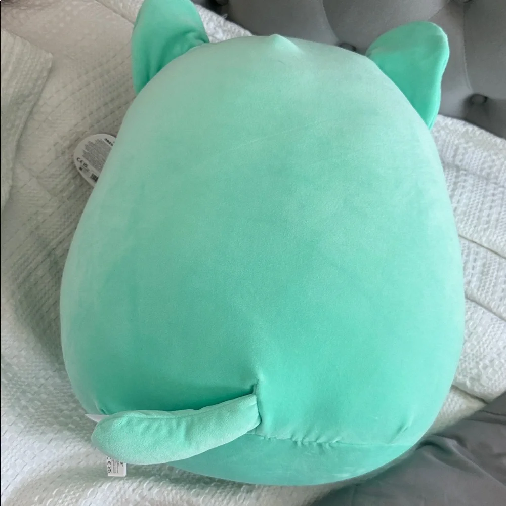 Squishmallow LARGE Charisma Mint Plush Cat with Pink Hearts
